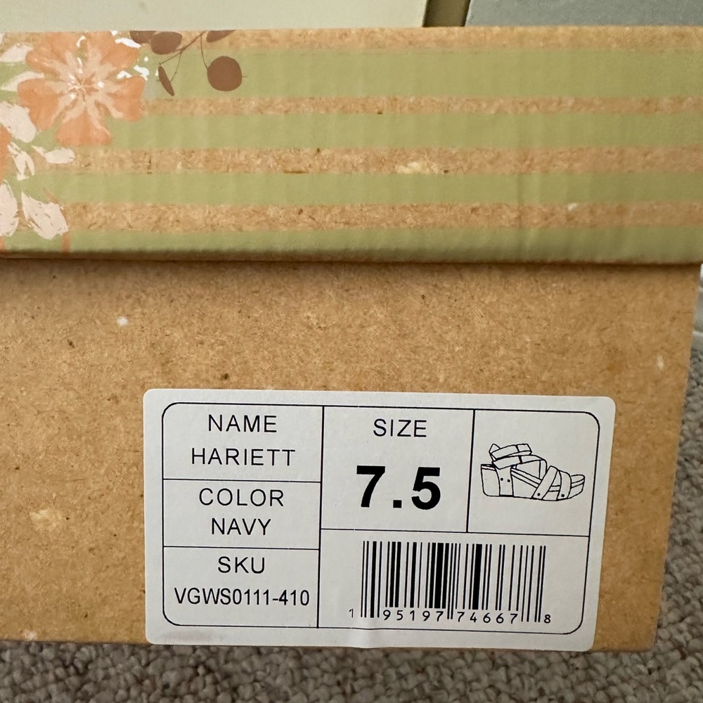 Very G Hariett Wedge Sandals-Navy Blue Size 7 1/2 - Picture 2 of 6